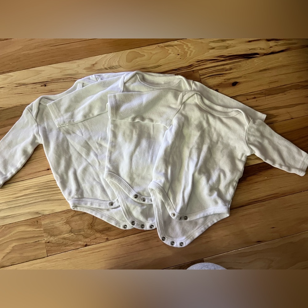 Hudson Baby 0-3 Month Set of White Baby Onesies